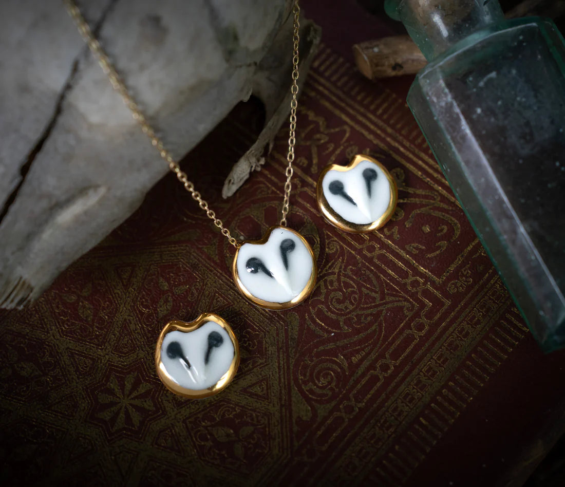 Barn Owl Porcelain Necklace - Danu Ceramics