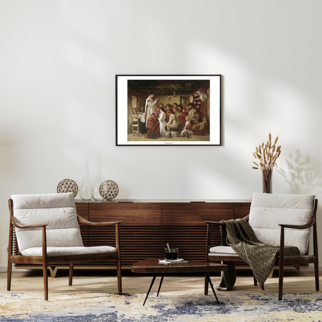 Mass in a Connemara Cabin Art Print