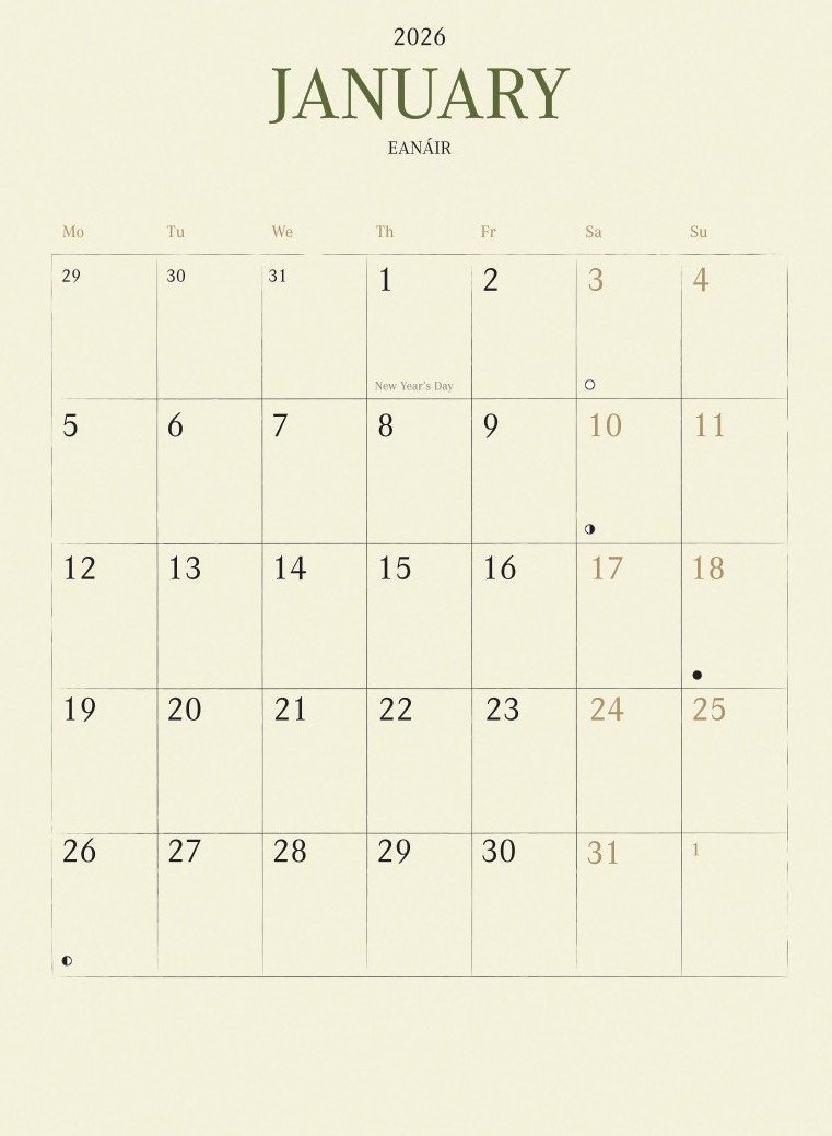 Native Irish Flowers & Moths Calendar 2026 - Kilcoe