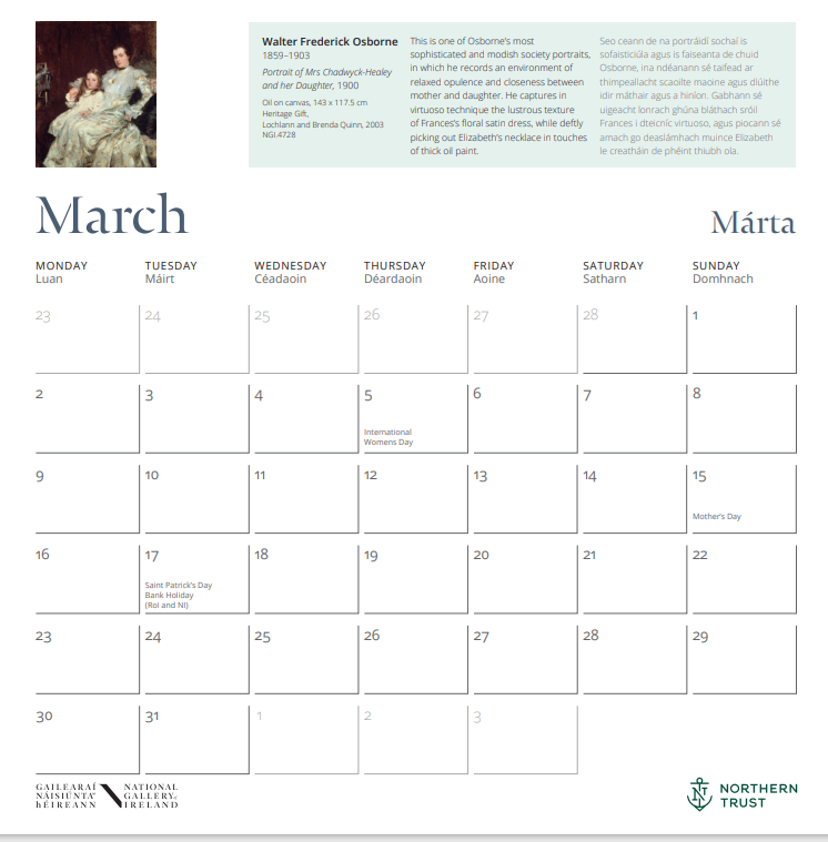National Gallery of Ireland 2026 Calendar