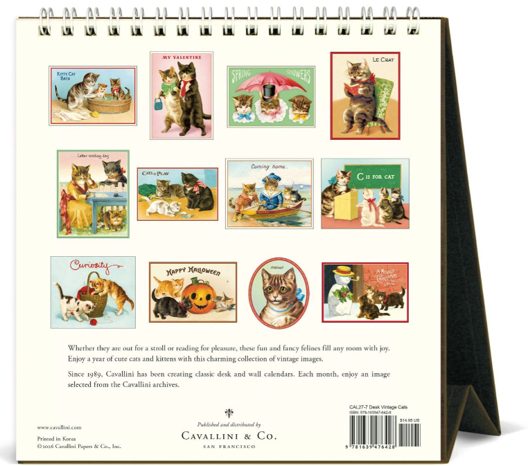Vintage Cats Desk Calendar 2027