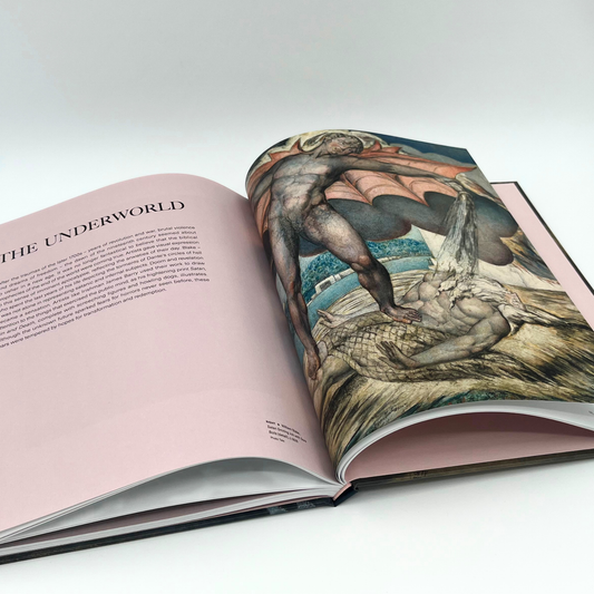 Open pages of the NGI Publication 'William Blake The age of Romantic Fantasy', section entitled 'The Underworld'