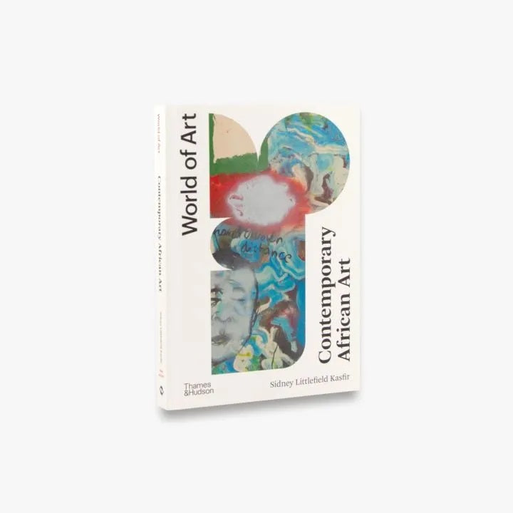 A white cover with a geometric colourful painting of black figures from the shoulder up. The title is in black text along the sides.