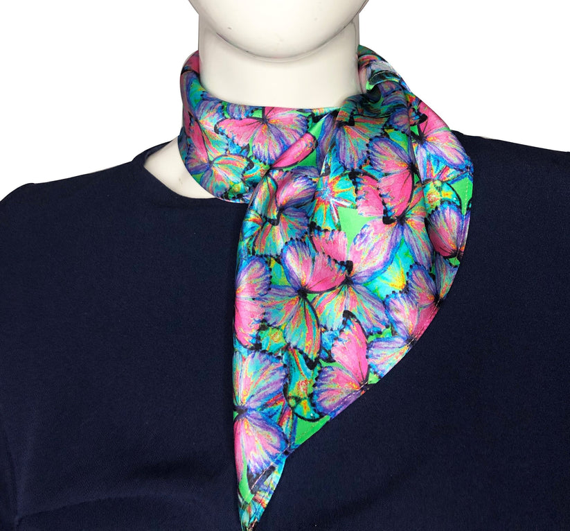 Feileacan Butterfly Pink Silk Scarf 54 x 54