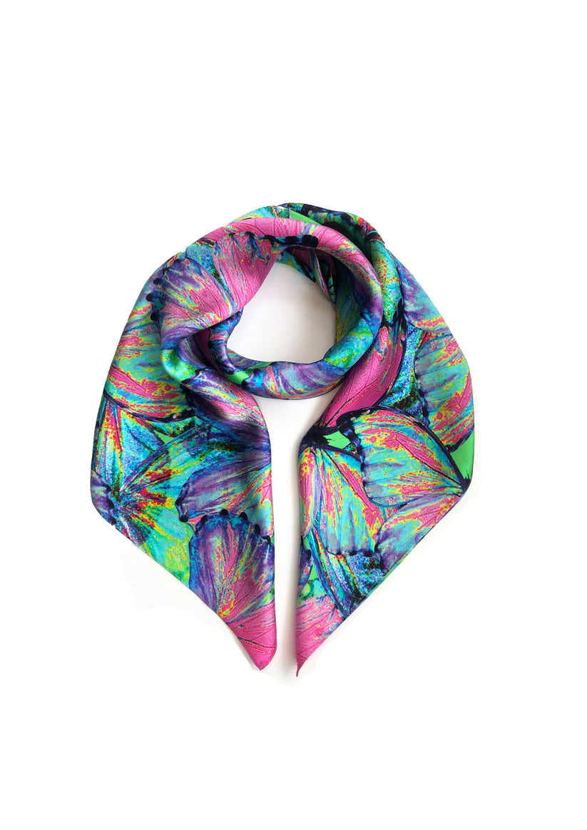 Feileacan Butterfly Pink Silk Scarf 54 x 54