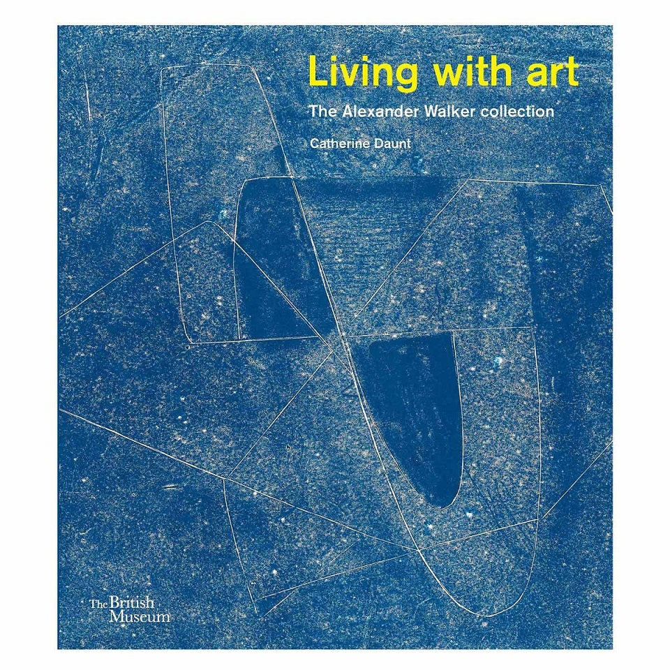 A blue abstract image with white texture and lines. The title is in the top right corner in yellow letters.