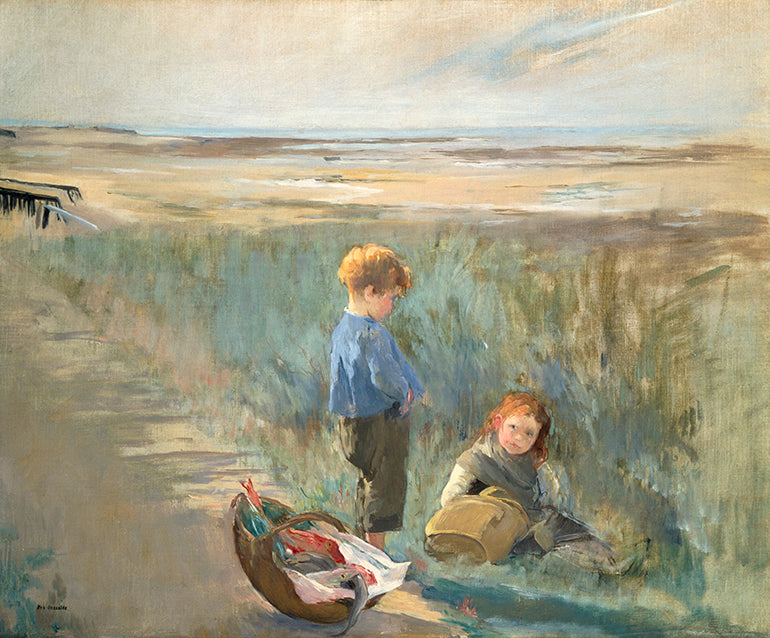 Gonzalès, Children on the Sand Dunes, Grandcamp Art Print