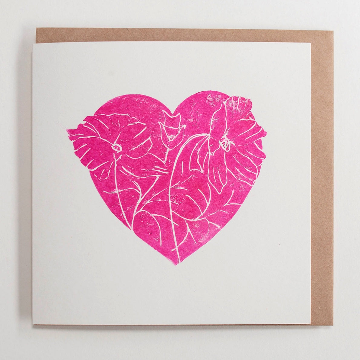 Floral Heart Pink Greeting Card
