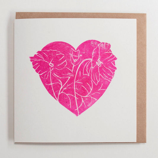 Floral Heart Pink Greeting Card