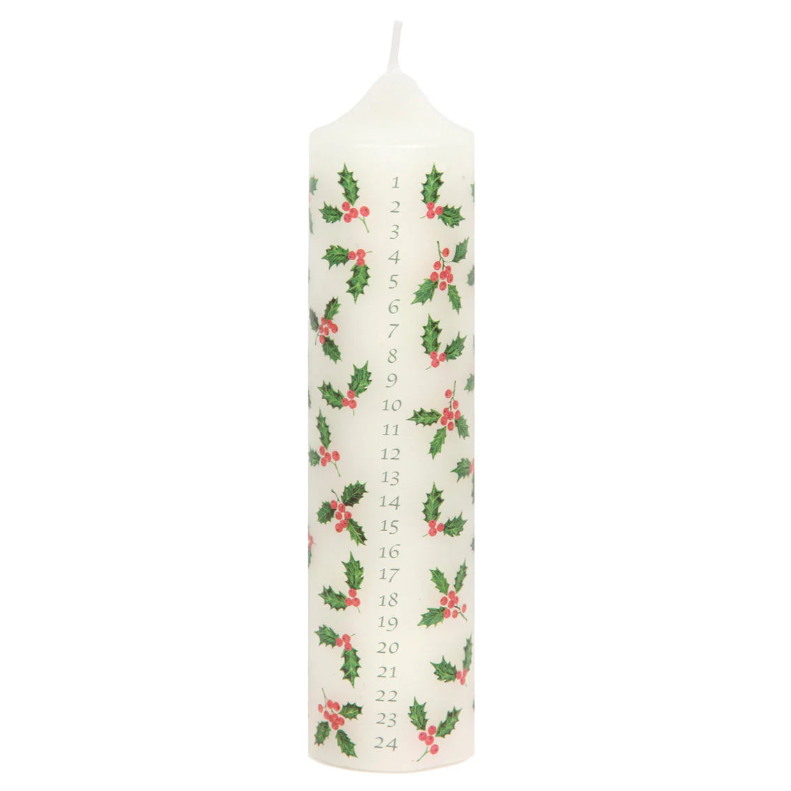 Botanical Holly Christmas Pillar Advent Candles