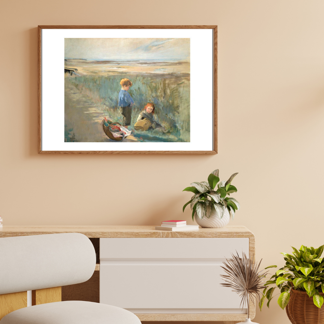 Children on the Sand Dunes, Grandcamp Canvas Print