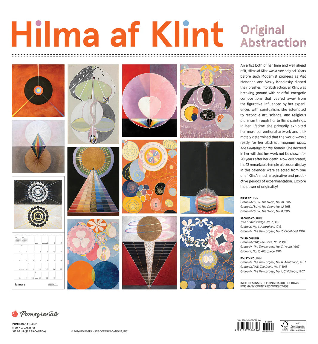 Hilma af Klint: Original Abstraction 2025 Wall Calendar