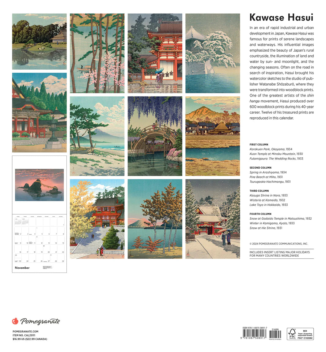 Kawase Hasui 2025 Wall Calendar