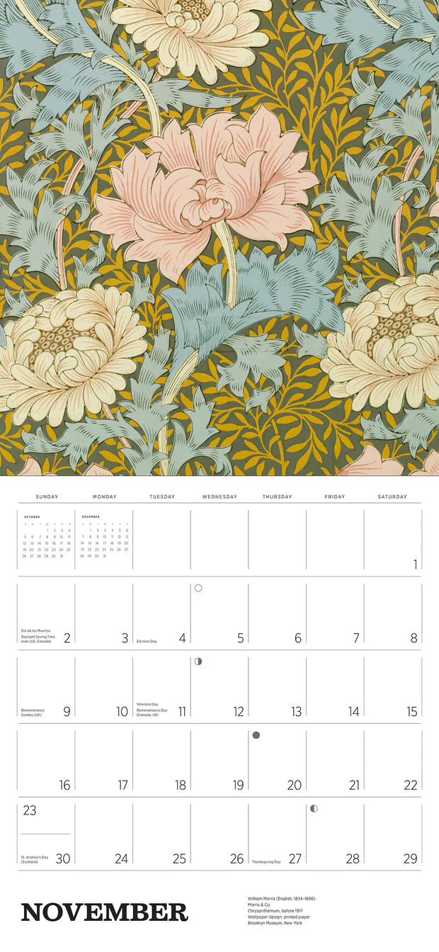 William Morris: Arts & Crafts Designs 2025 Wall Calendar