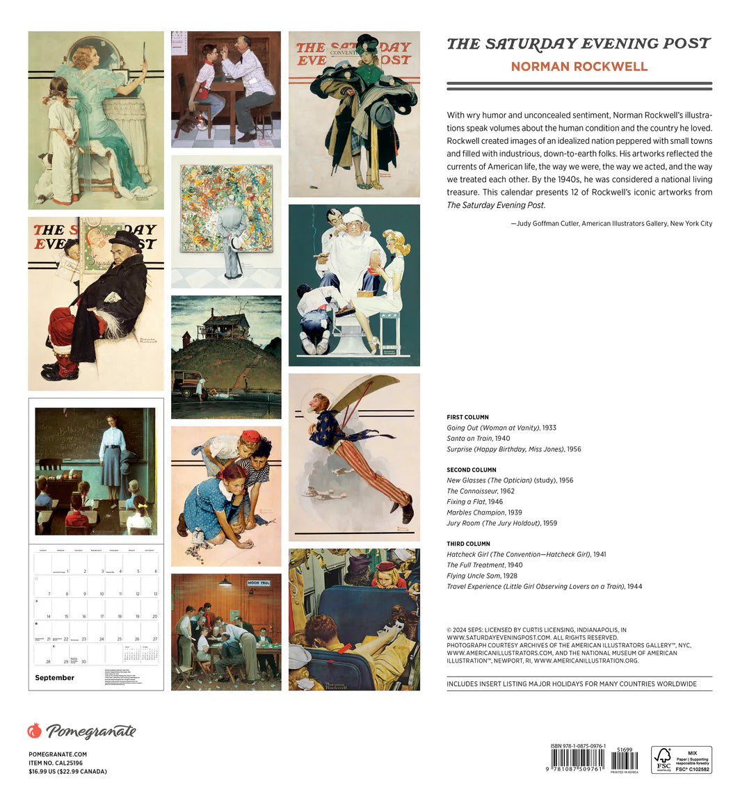 Norman Rockwell: The Saturday Evening Post 2025 Wall Calendar