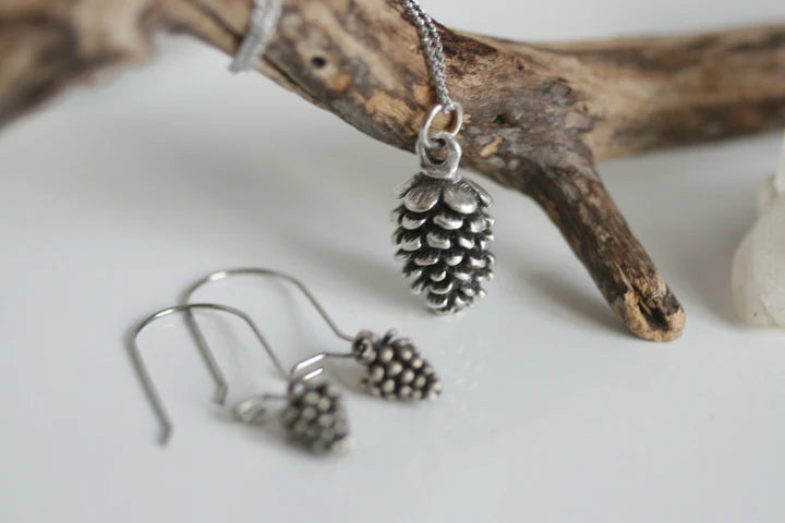 Delicate Pine Cone Necklace | Silver Plated