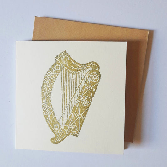 Harp Old Gold Greeting Card - Adelle Hickey
