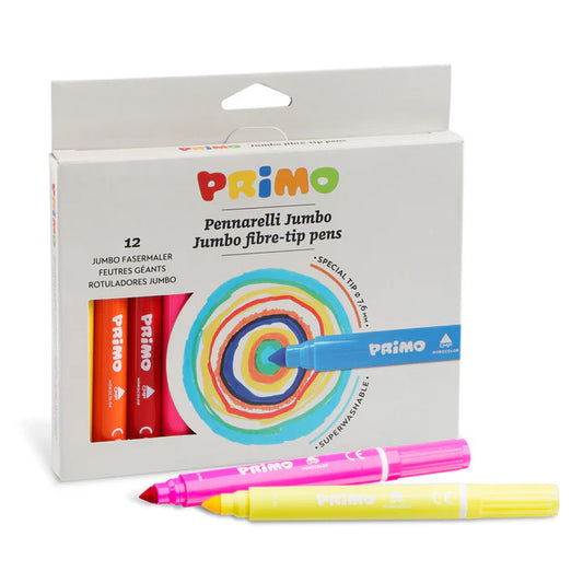 12 Colour Jumbo Fibre Tip Pens 