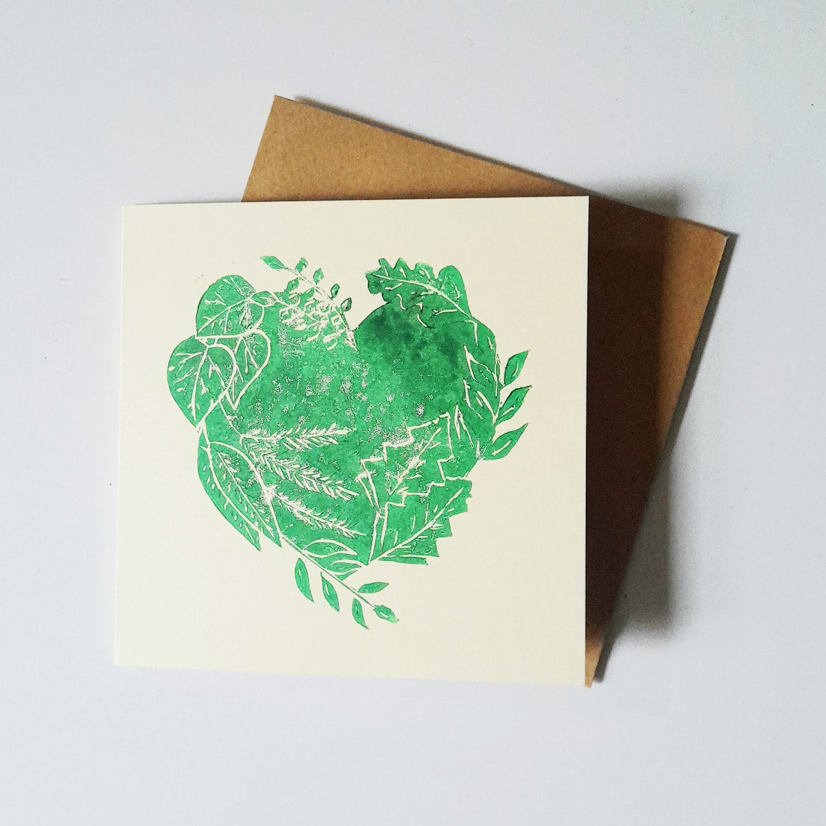 Leaf Heart Green Greeting Card - Adelle Hickey