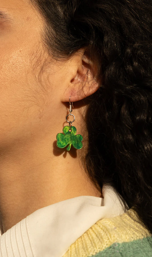 Handmade Shamrock Earrings Emerald Green