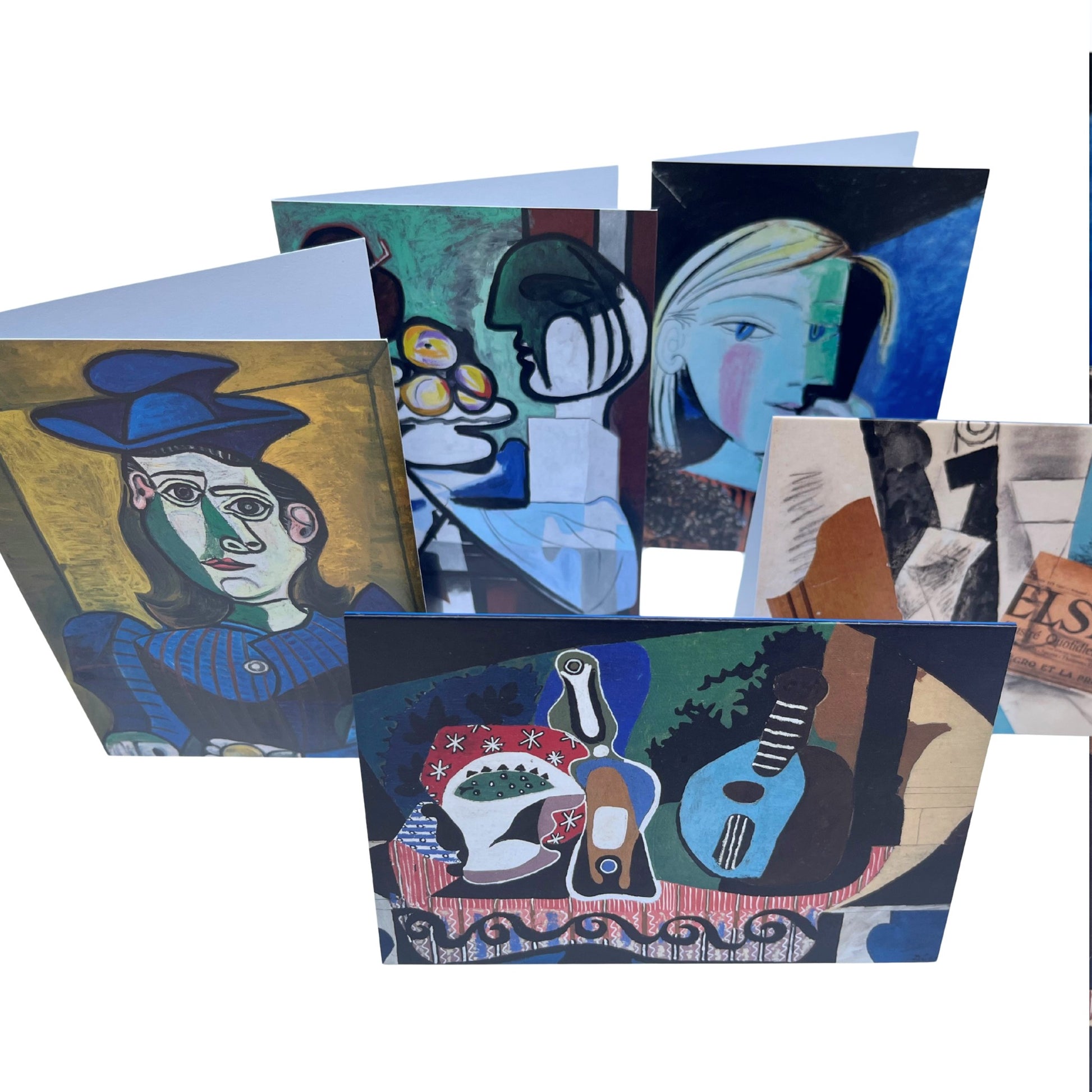 Collection of NGI notecards with Picasso artworks on a white background
