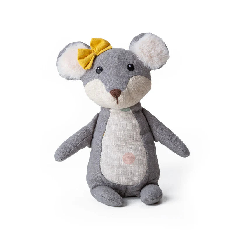 Stuffed Teddy Grey Mouse with Yellow Bow