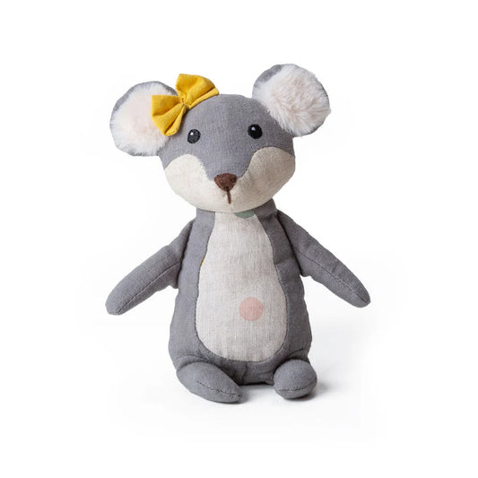 Stuffed Teddy Grey Mouse with Yellow Bow