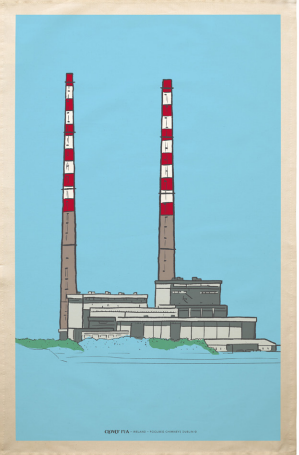 Poolbeg Chimneys Tea Towel by Clover Rua
