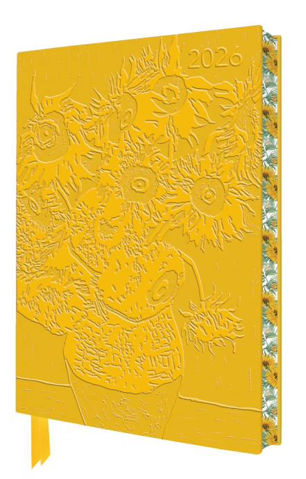 V. van Gogh: Sunflower Artisan Art Vegan Leather Diary 2026 - Flame Tree Publishing