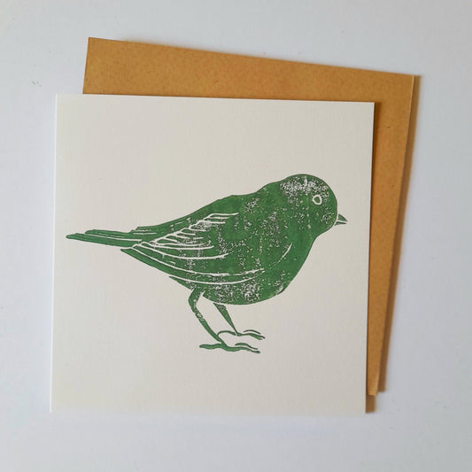 Green Sparrow Greeting Card