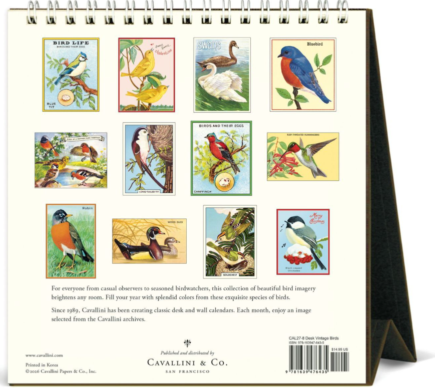 Vintage Birds Desk Calendar 2027