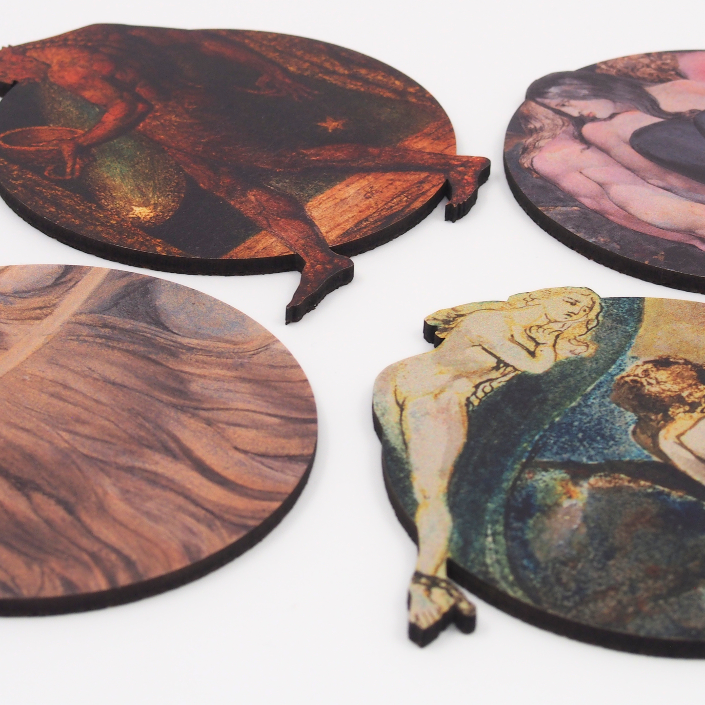 Group View of cork-backed coaster depicting William Blake artworks at the National Gallery of Ireland