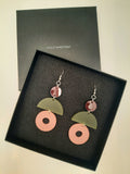 Olive and Pink Etched Drop Earrings - Capulet & Montague