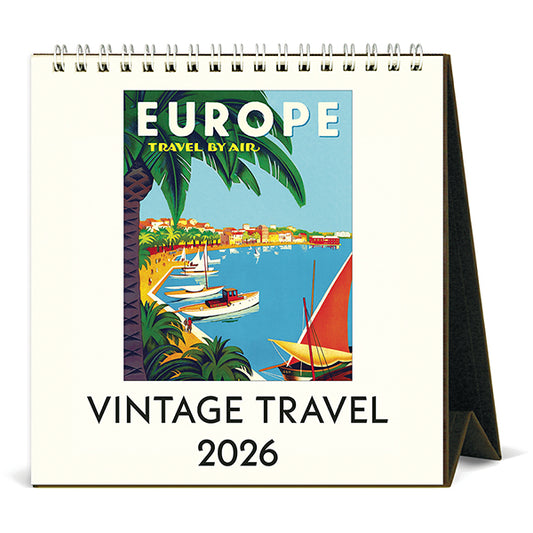 Vintage Travel Desk Calendar 2026