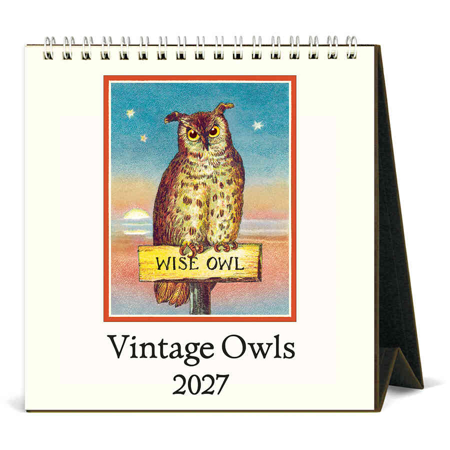 Vintage Owls Desk Calendar 2027
