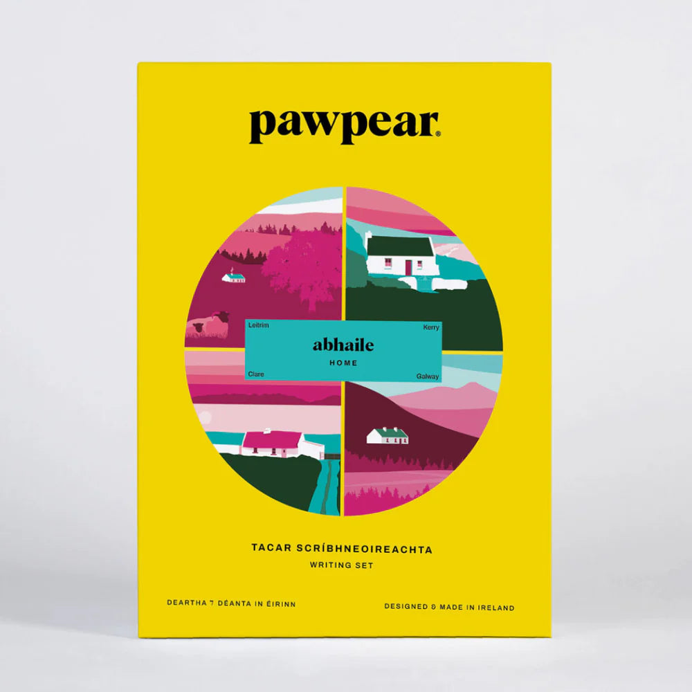 Pawpear letter writing set home theme with colorful design on a yellow background