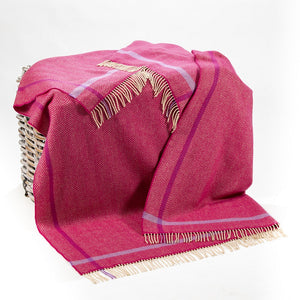 Raspberry Cream Purple Herringbone Cashmere Throw