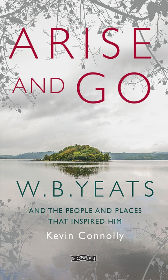A photo of a lake on a cloudy day. In the centre of the lake is a small island covered in green trees. The title is across the top in large, thin, red capital letters. Around the edges of the cover are grey silhouettes of branches.