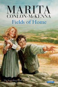 A drawing of a young man holding a little girl pointing into the distance of a rural landscape. The author & title is at the top.