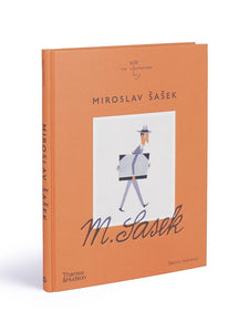An orange cover with an illustration of a man in a suit walking in the centre. The title is above, with the artist signature below.