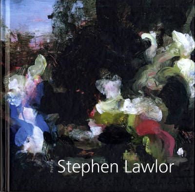 an abstract painting in the background, with the title "Profile Stephen Lawlor " in white at the bottom