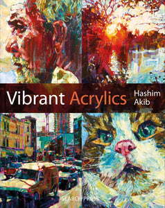 The cover is split in four with a different painting in each corner: a city street, a cat, a landscape, and an old man. A brown bar across the centre has the title in thin white letters.