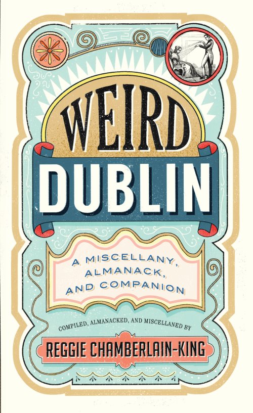 A cream and blue cover with the title and subtitle written in different style fonts in different shapes down the cover.