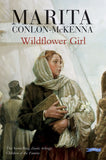 A realistic illustration of an older girl wearing a shawl with the sails of a ship behind her. The author and title is across the top in black and red.